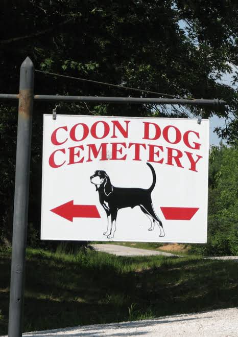 Entrance sign at the Key Underwood Coon Dog Memorial Graveyard